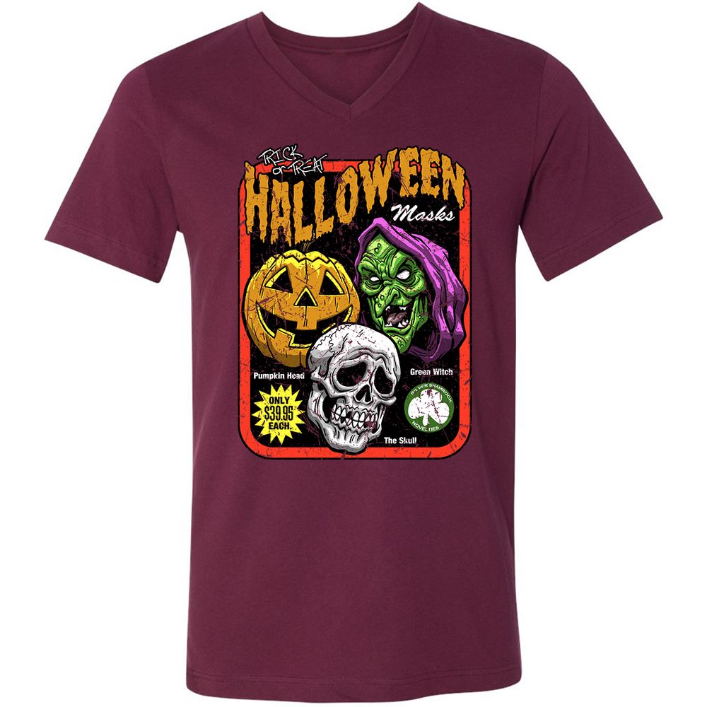 Unisex V-Neck T-Shirt - RB8AGSY9 - Maroon - 6