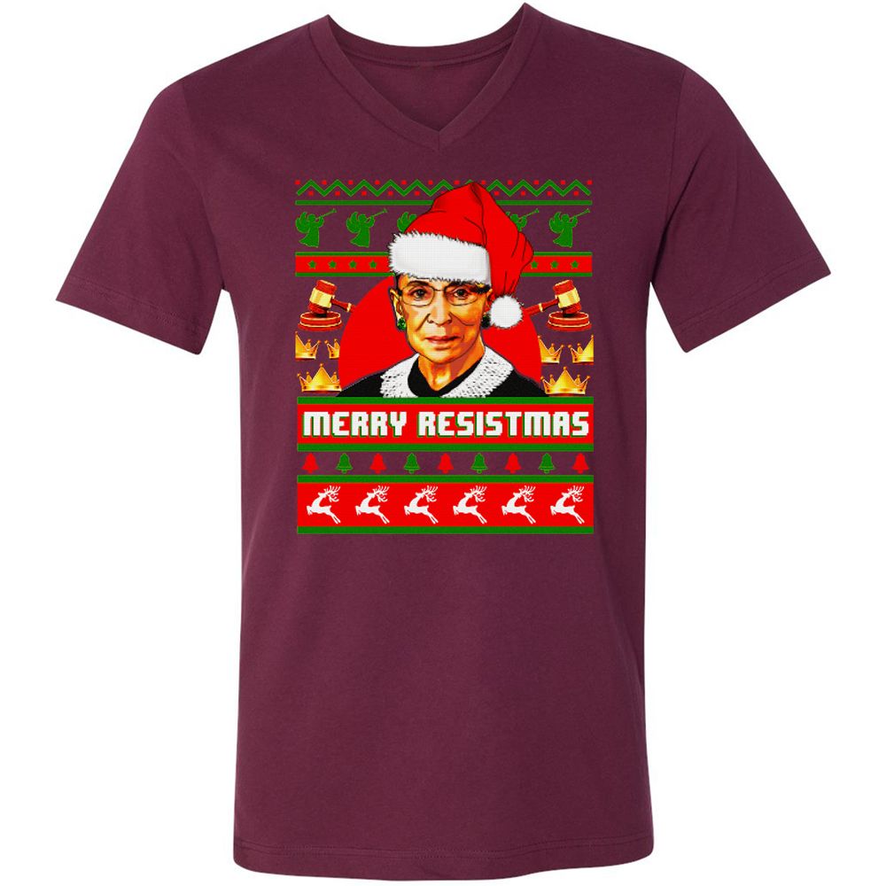 Unisex V-Neck T-Shirt - YK7P8ZFS - Maroon - 6