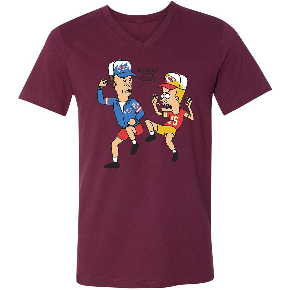 Unisex V-Neck T-Shirt - 852LTBDQ - Maroon - 6