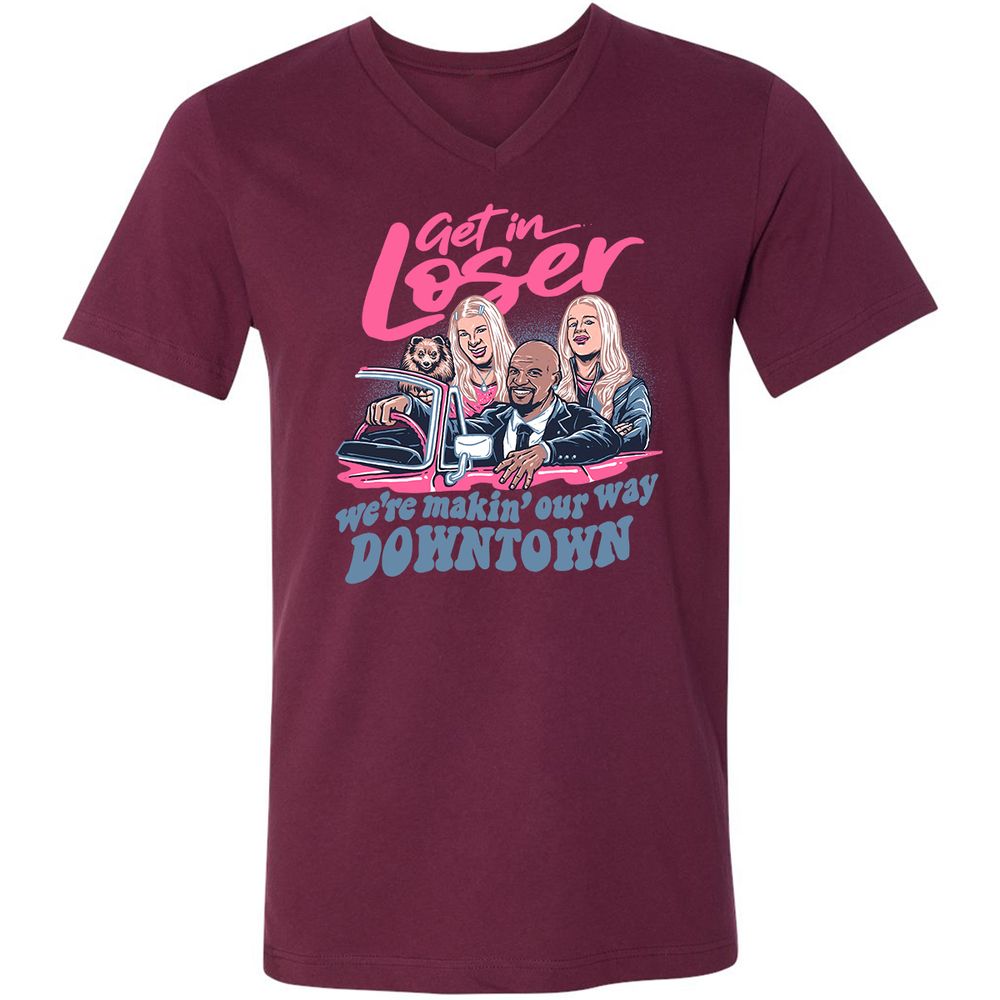 Unisex V-Neck T-Shirt - P6DW9QU6 - Maroon - 6