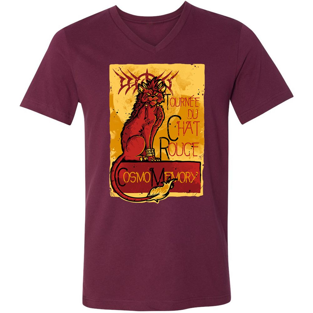 Unisex V-Neck T-Shirt - VKM92Q1S - Maroon - 6