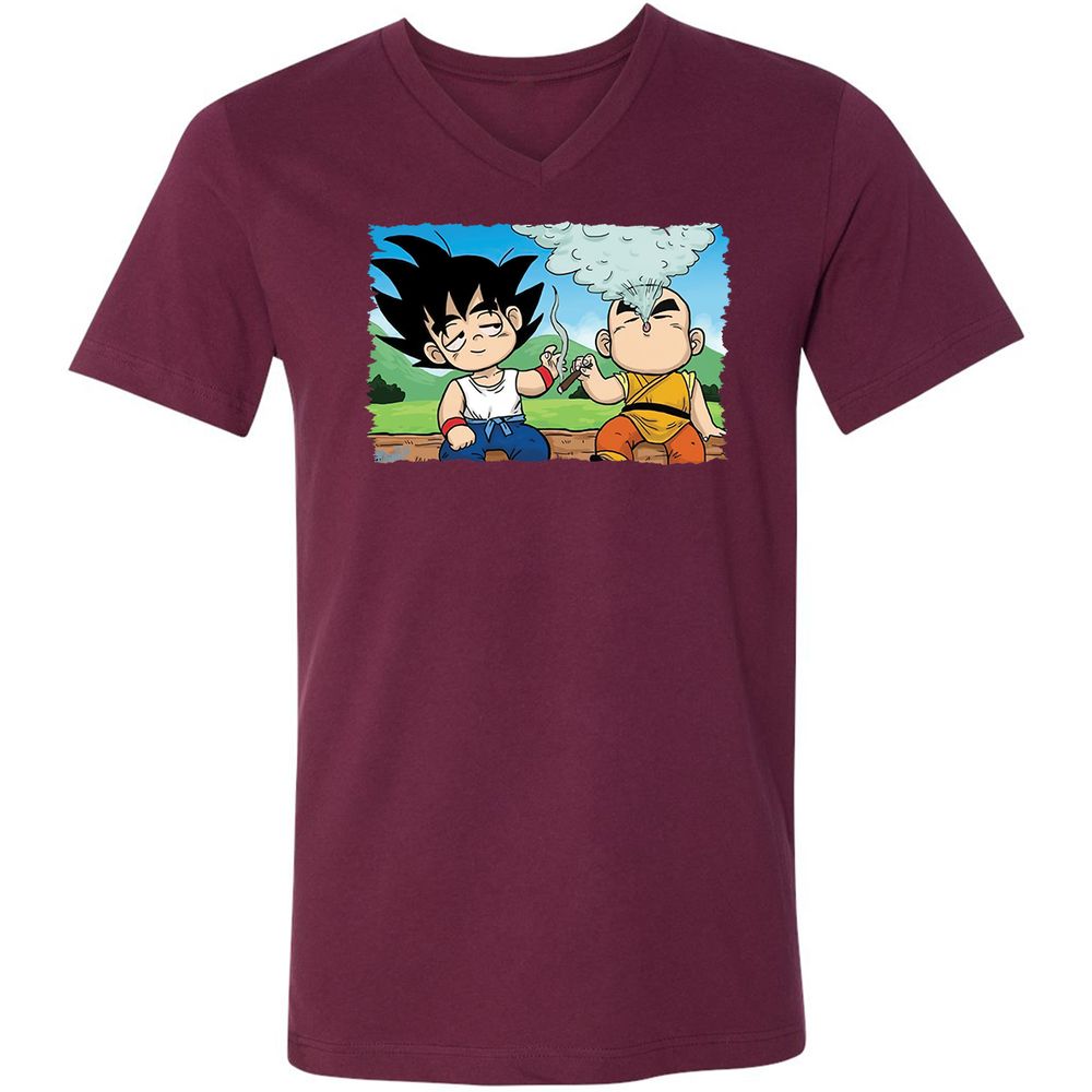 Unisex V-Neck T-Shirt - UYABYVP9 - Maroon - 6