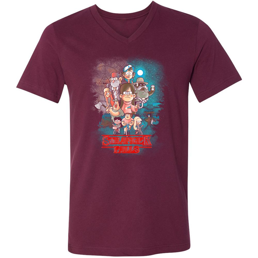 Unisex V-Neck T-Shirt - JCPJSFLS - Maroon - 6