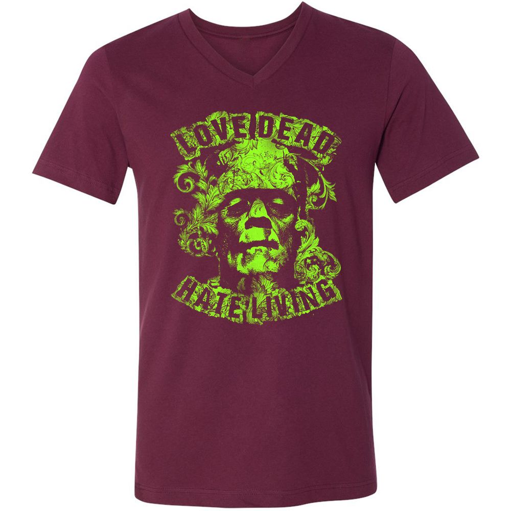 Unisex V-Neck T-Shirt - 67HHJW3M - Maroon - 6