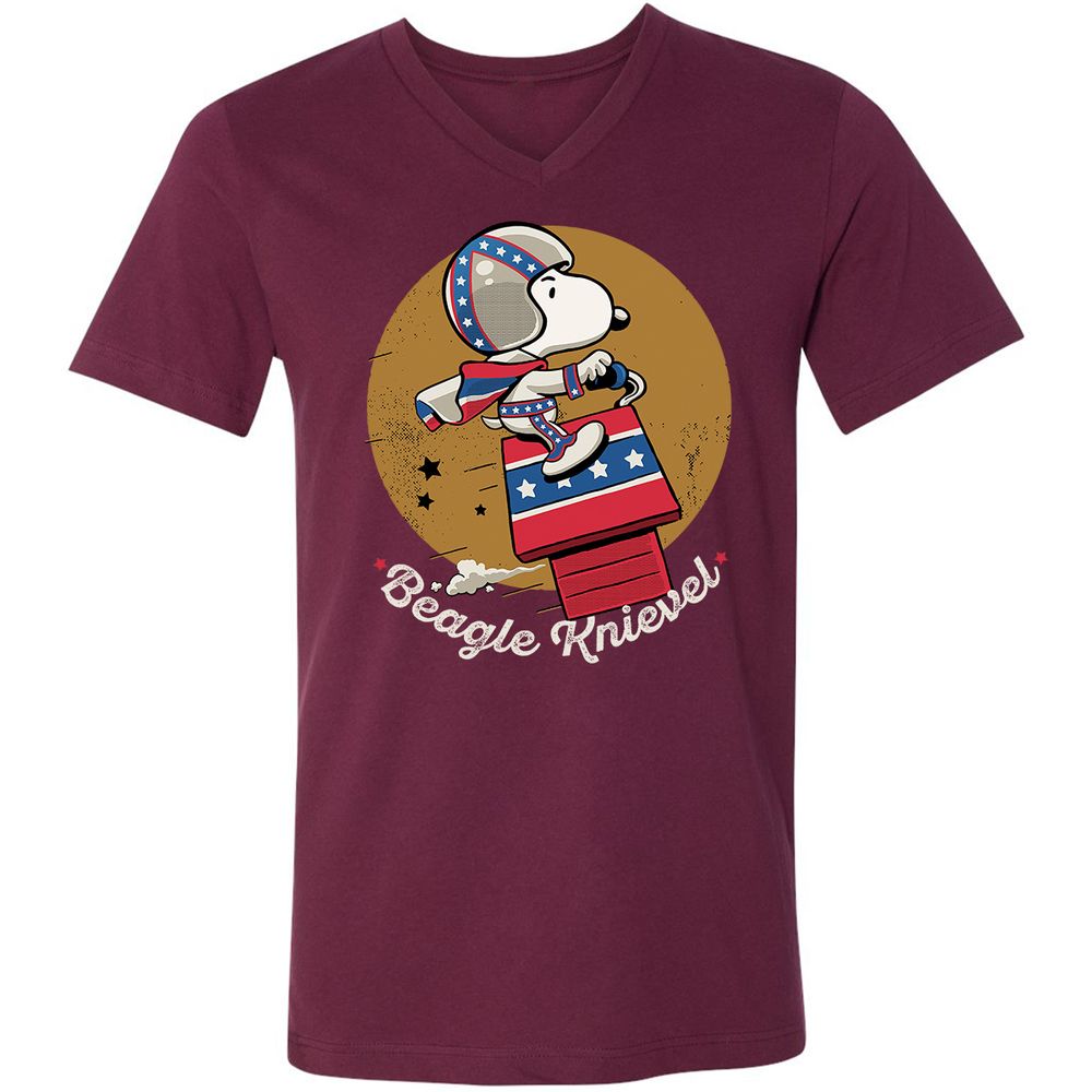 Unisex V-Neck T-Shirt - K614P9HG - Maroon - 6
