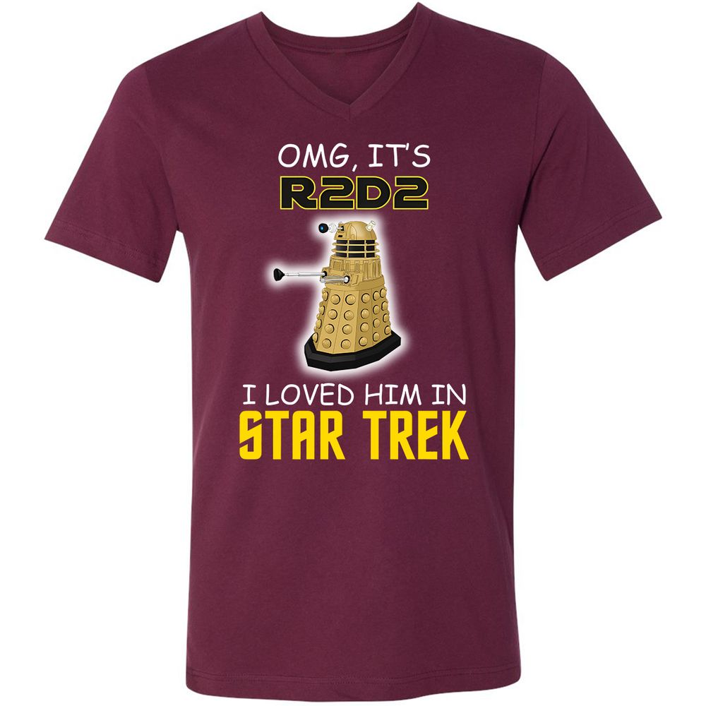 Unisex V-Neck T-Shirt - KNWNACST - Maroon - 6