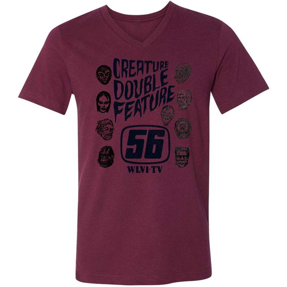 Unisex V-Neck T-Shirt - ZKUNZFPK - Maroon - 6