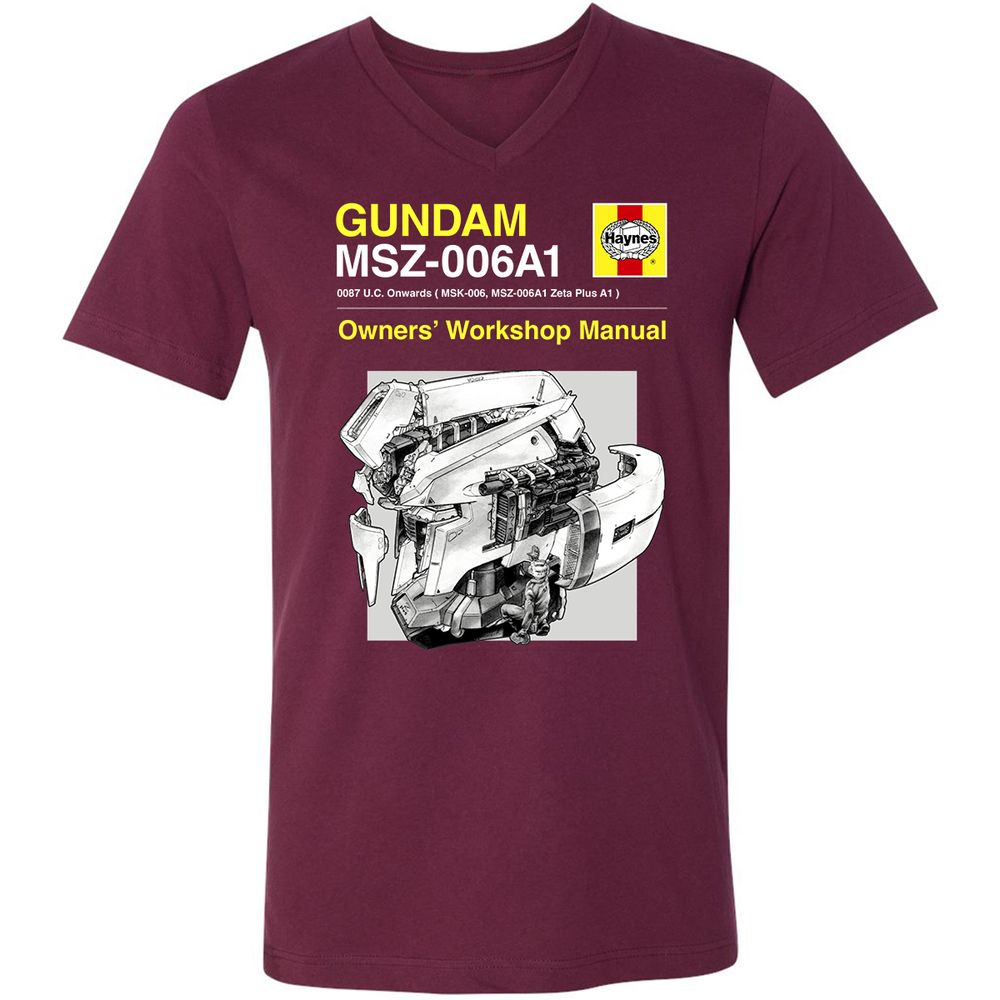 Unisex V-Neck T-Shirt - CWY6RA6X - Maroon - 6