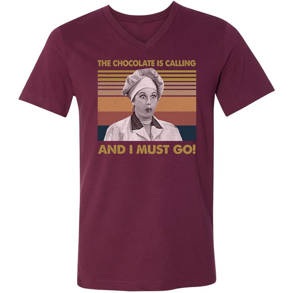 Unisex V-Neck T-Shirt - NQJJEM7R - Maroon - 6