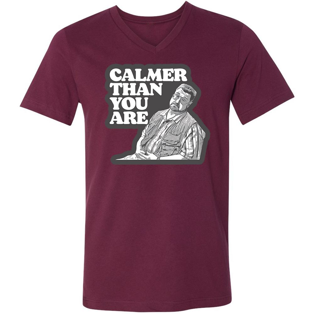 Unisex V-Neck T-Shirt - VKR9JJUW - Maroon - 6
