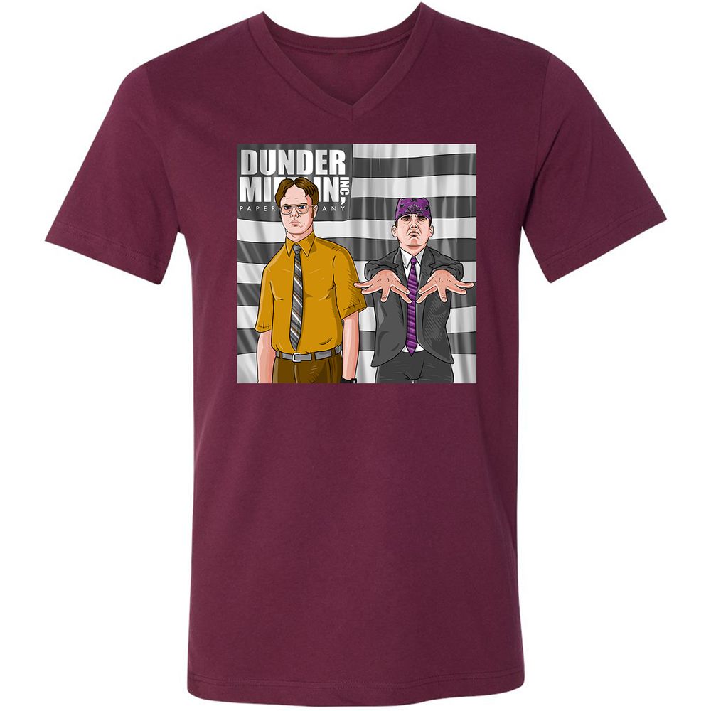 Unisex V-Neck T-Shirt - 78FT7P78 - Maroon - 6