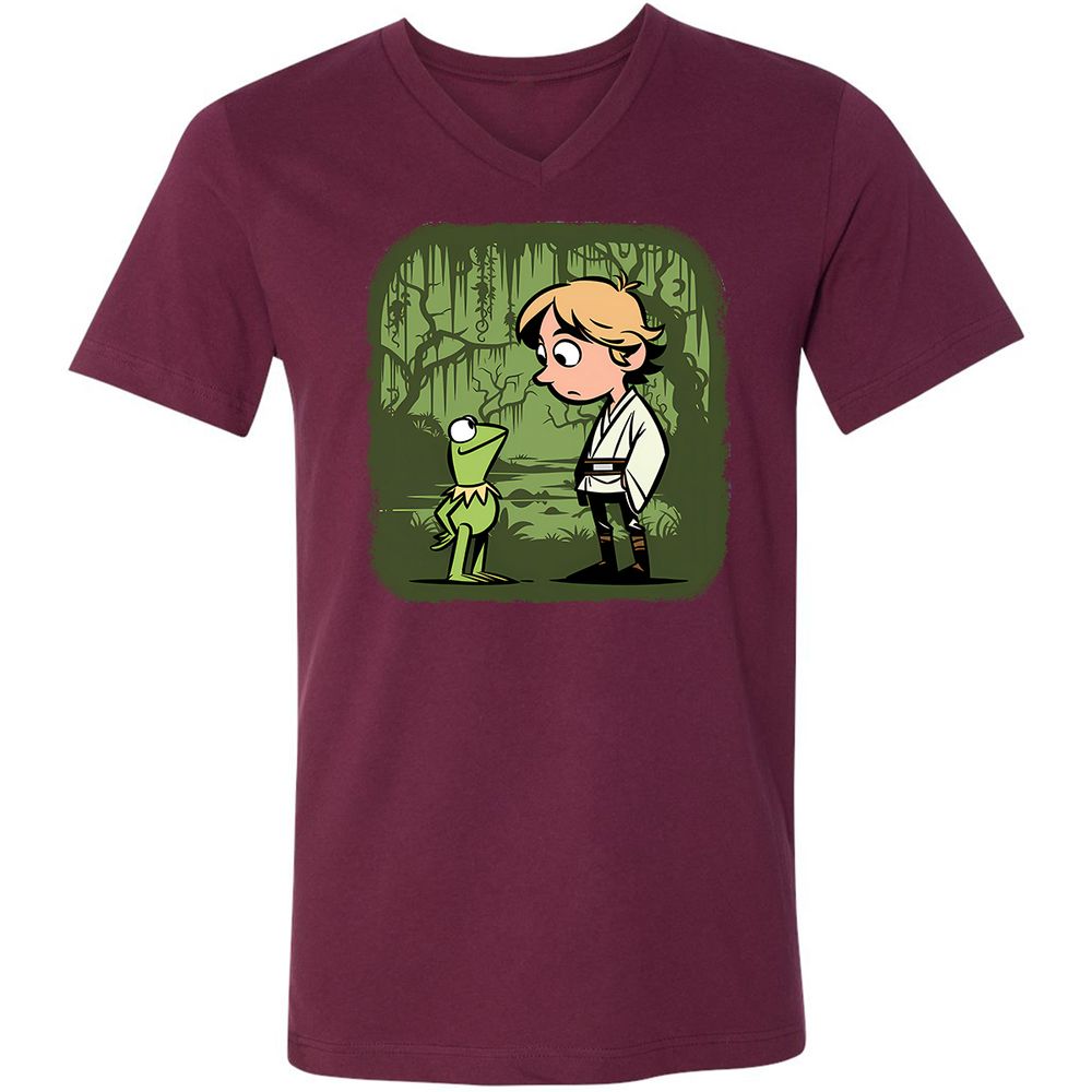 Unisex V-Neck T-Shirt - YAJJN23Z - Maroon - 6