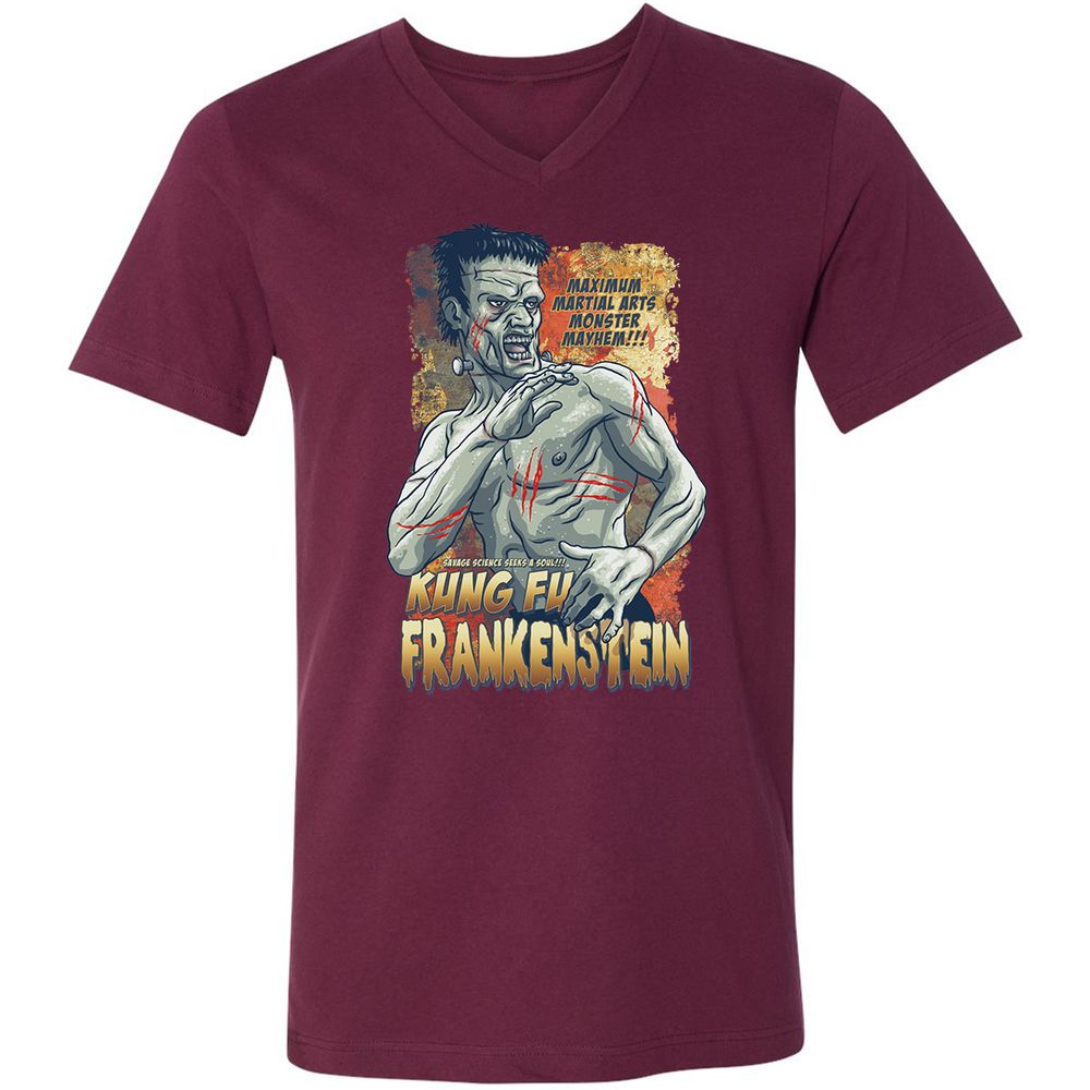 Unisex V-Neck T-Shirt - BL8ZUPR9 - Maroon - 6