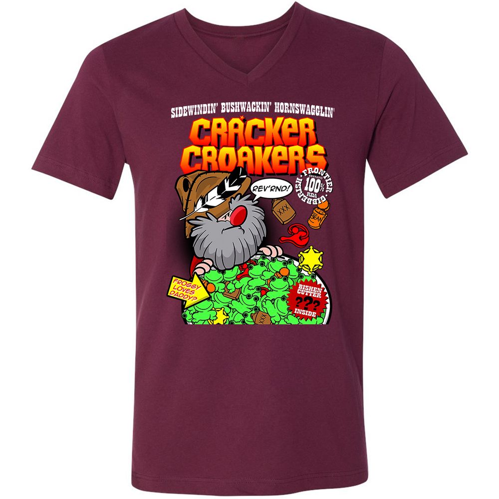 Unisex V-Neck T-Shirt - HPDLZR75 - Maroon - 6