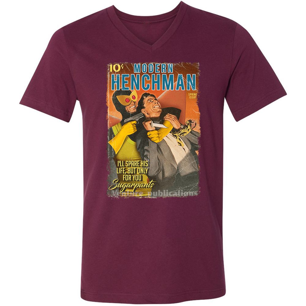 Unisex V-Neck T-Shirt - 4W1MSJ9J - Maroon - 6