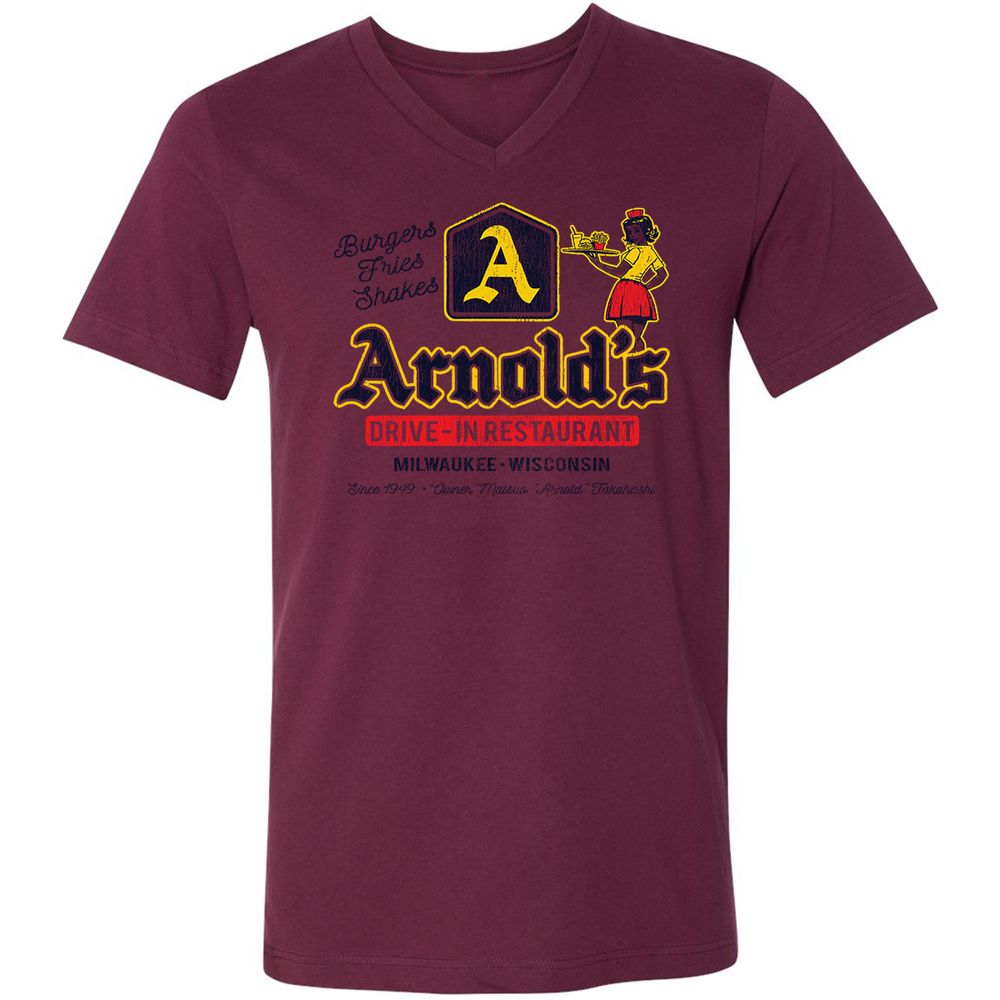 Unisex V-Neck T-Shirt - 3LLJ8Q63 - Maroon - 6