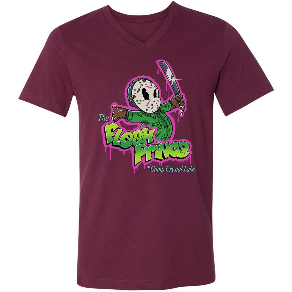 Unisex V-Neck T-Shirt - WJ7AT1HD - Maroon - 6