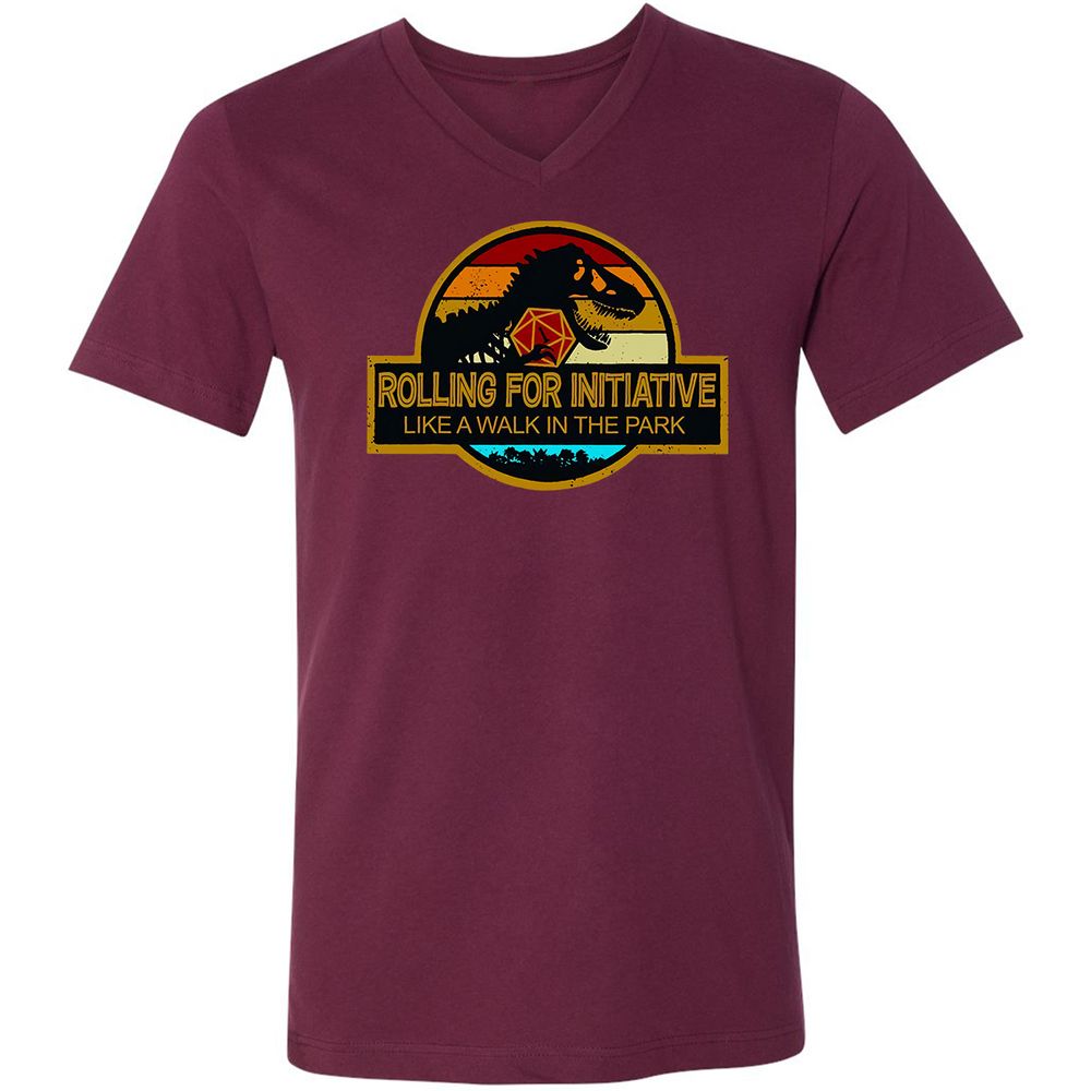 Unisex V-Neck T-Shirt - 4K5GHU14 - Maroon - 6