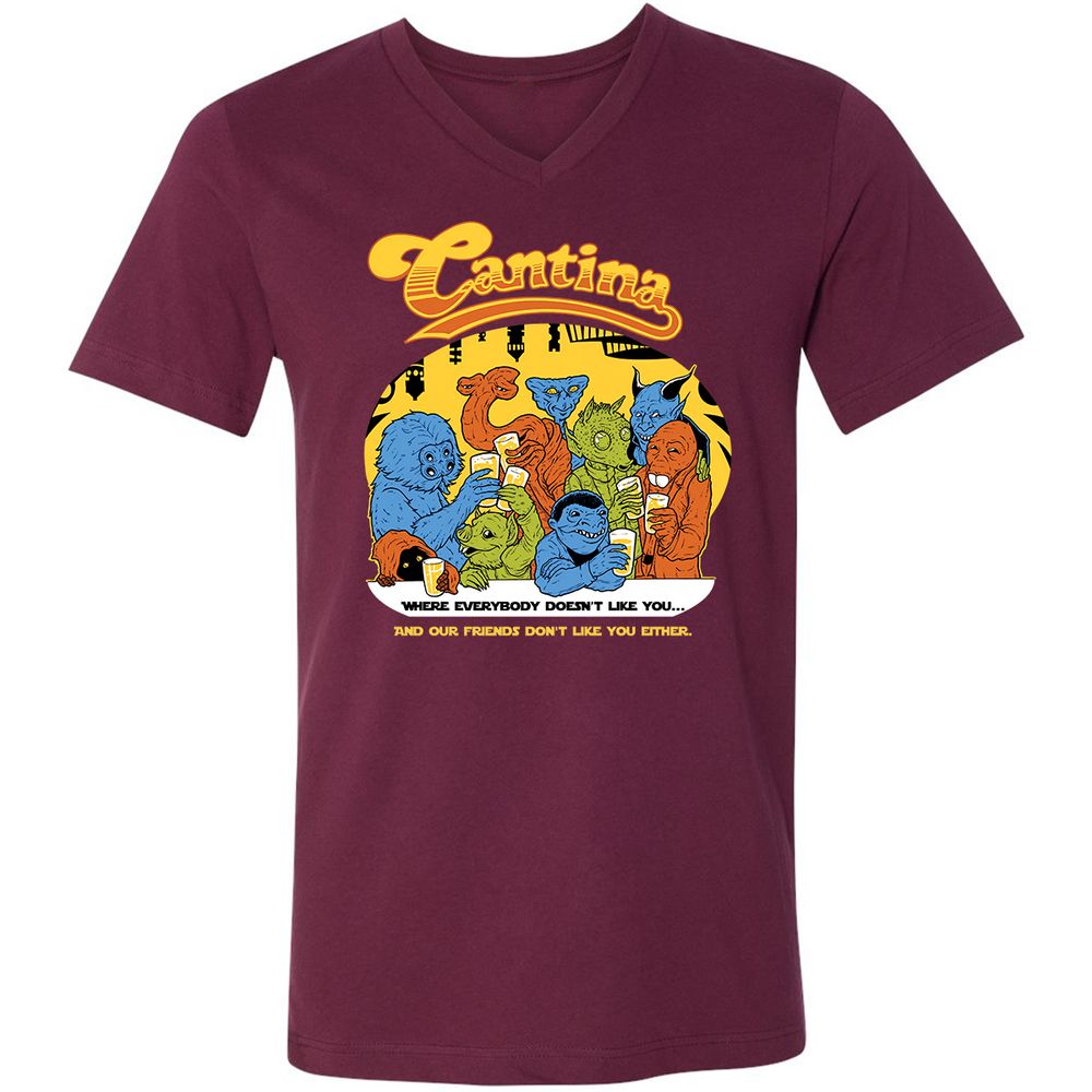 Unisex V-Neck T-Shirt - H28W73HL - Maroon - 6