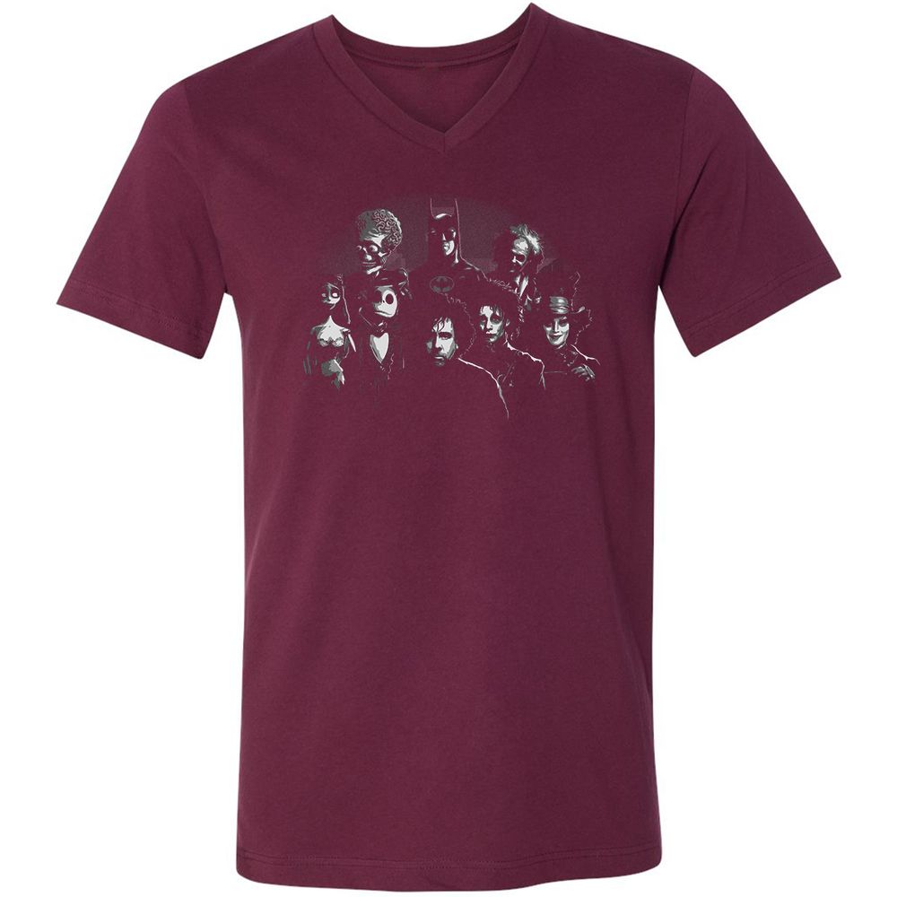 Unisex V-Neck T-Shirt - JXP7P9JS - Maroon - 6