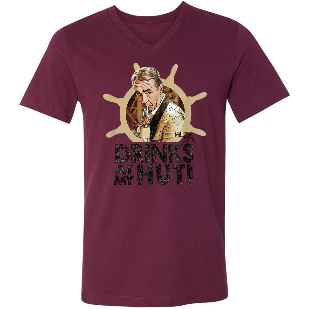 Unisex V-Neck T-Shirt - UD14M7TF - Maroon - 6