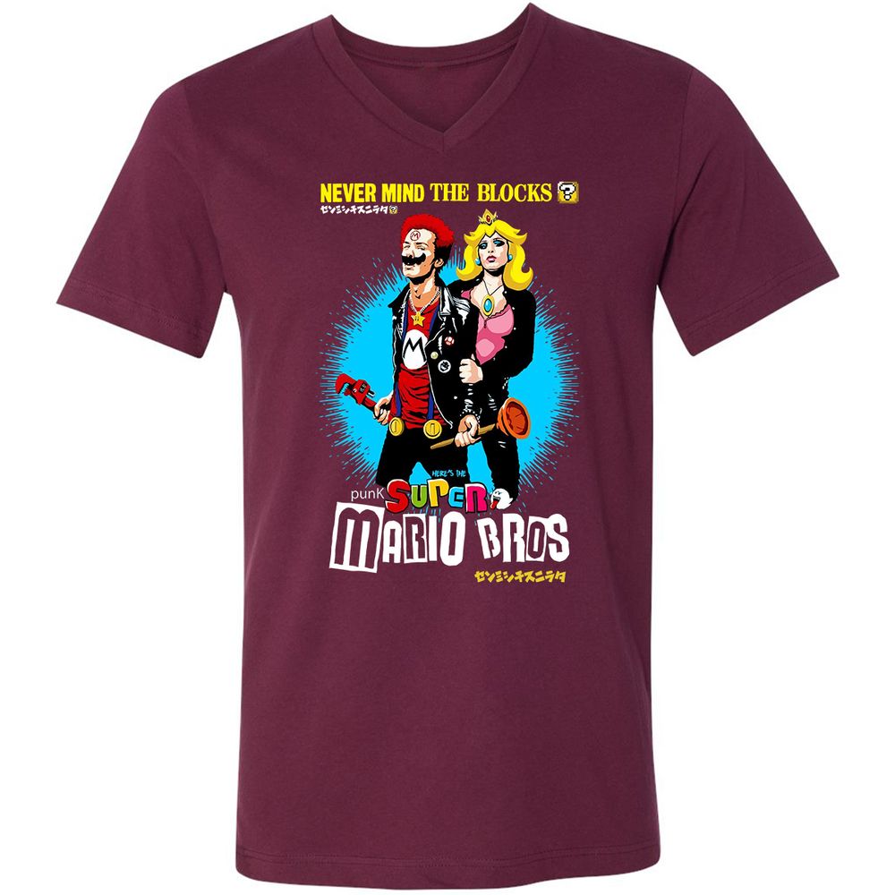 Unisex V-Neck T-Shirt - M14NDN74 - Maroon - 6
