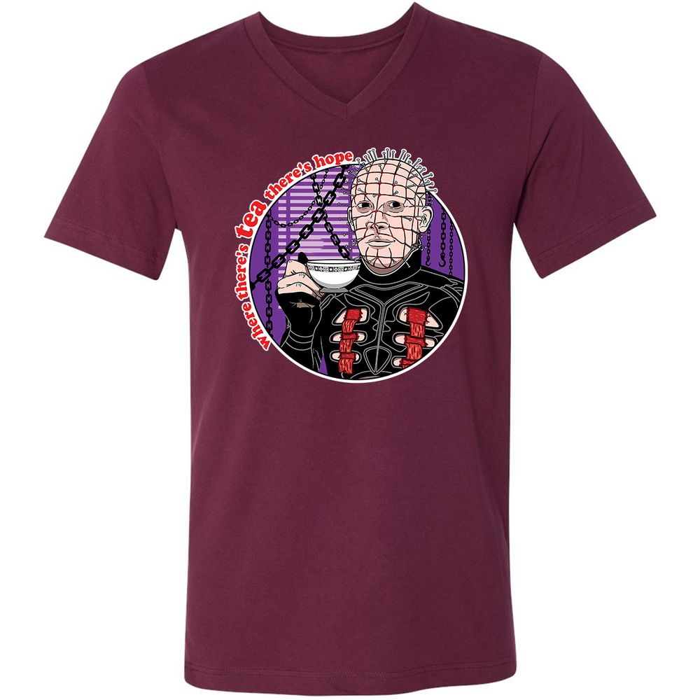 Unisex V-Neck T-Shirt - XD9D9L34 - Maroon - 6