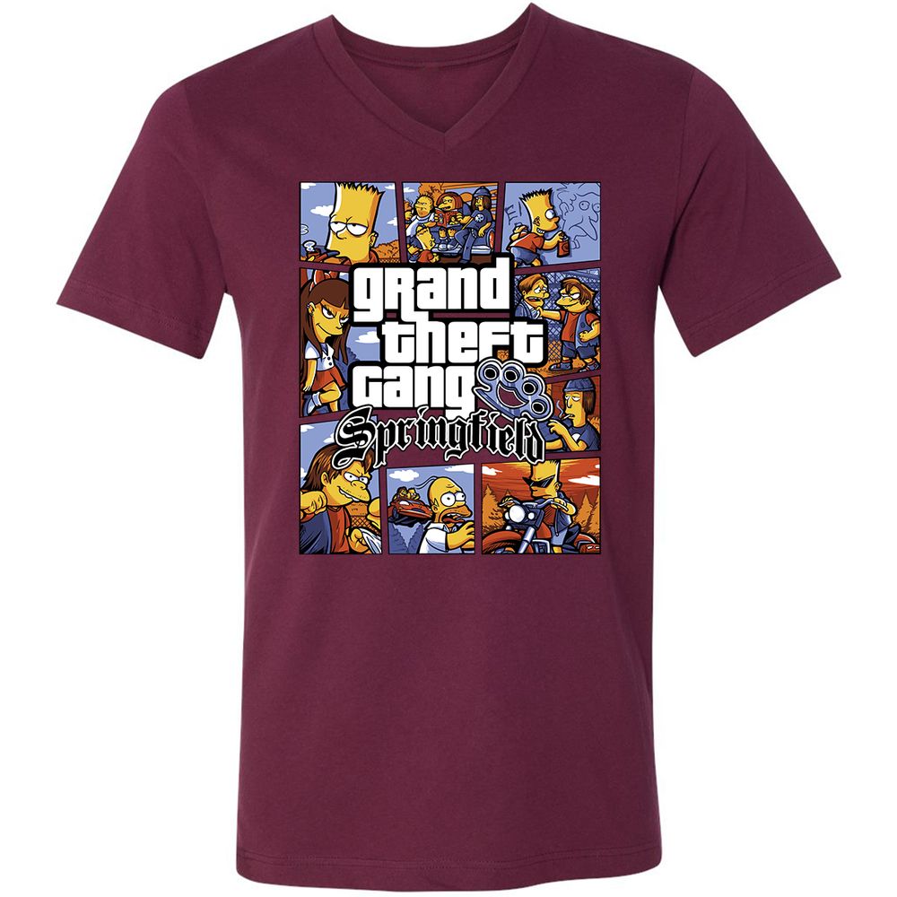 Unisex V-Neck T-Shirt - 3RN1RZFQ - Maroon - 6