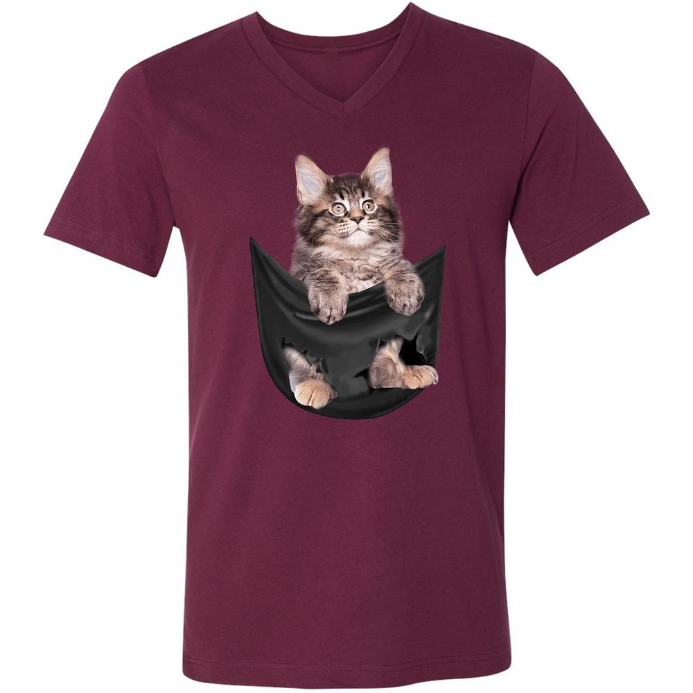 Unisex V-Neck T-Shirt - Q3LY4MY1 - Maroon - 6