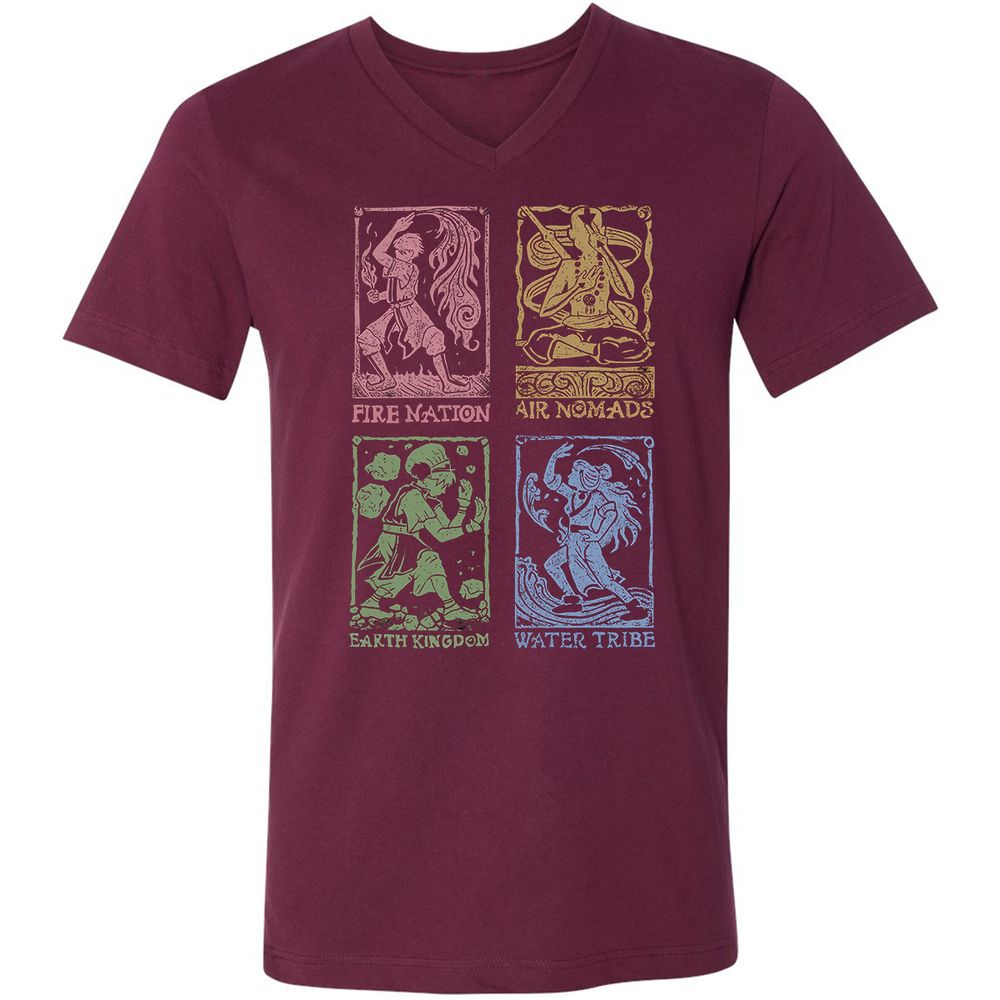 Unisex V-Neck T-Shirt - XSV3BGDW - Maroon - 6