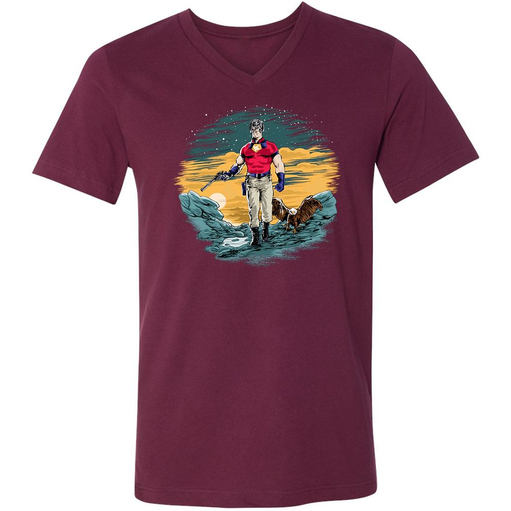 Unisex V-Neck T-Shirt - EGTFR1WN - Maroon - 6