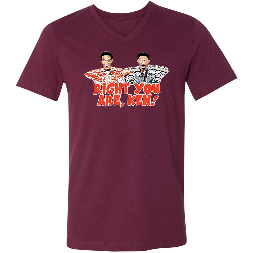 Unisex V-Neck T-Shirt - U2ZJXQJG - Maroon - 6