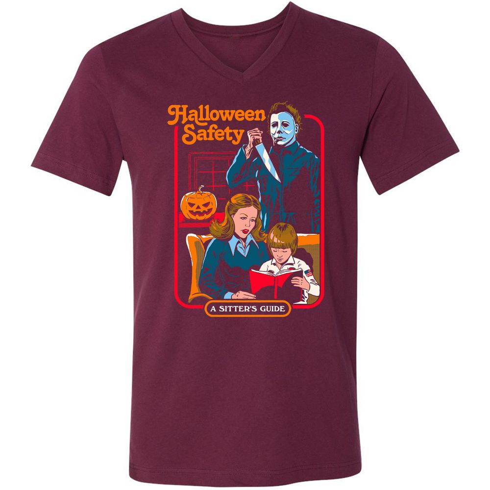 Unisex V-Neck T-Shirt - MFZVLC44 - Maroon - 6