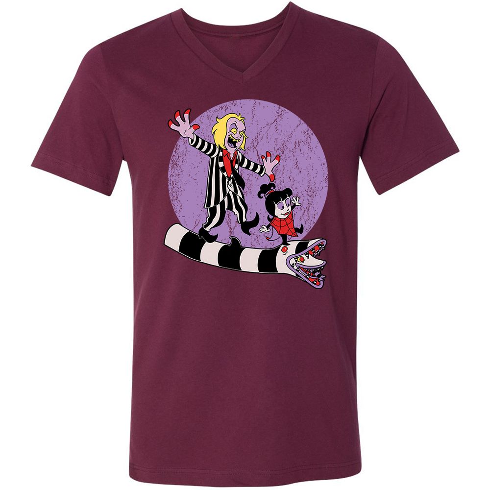 Unisex V-Neck T-Shirt - SKB9WUQH - Maroon - 6