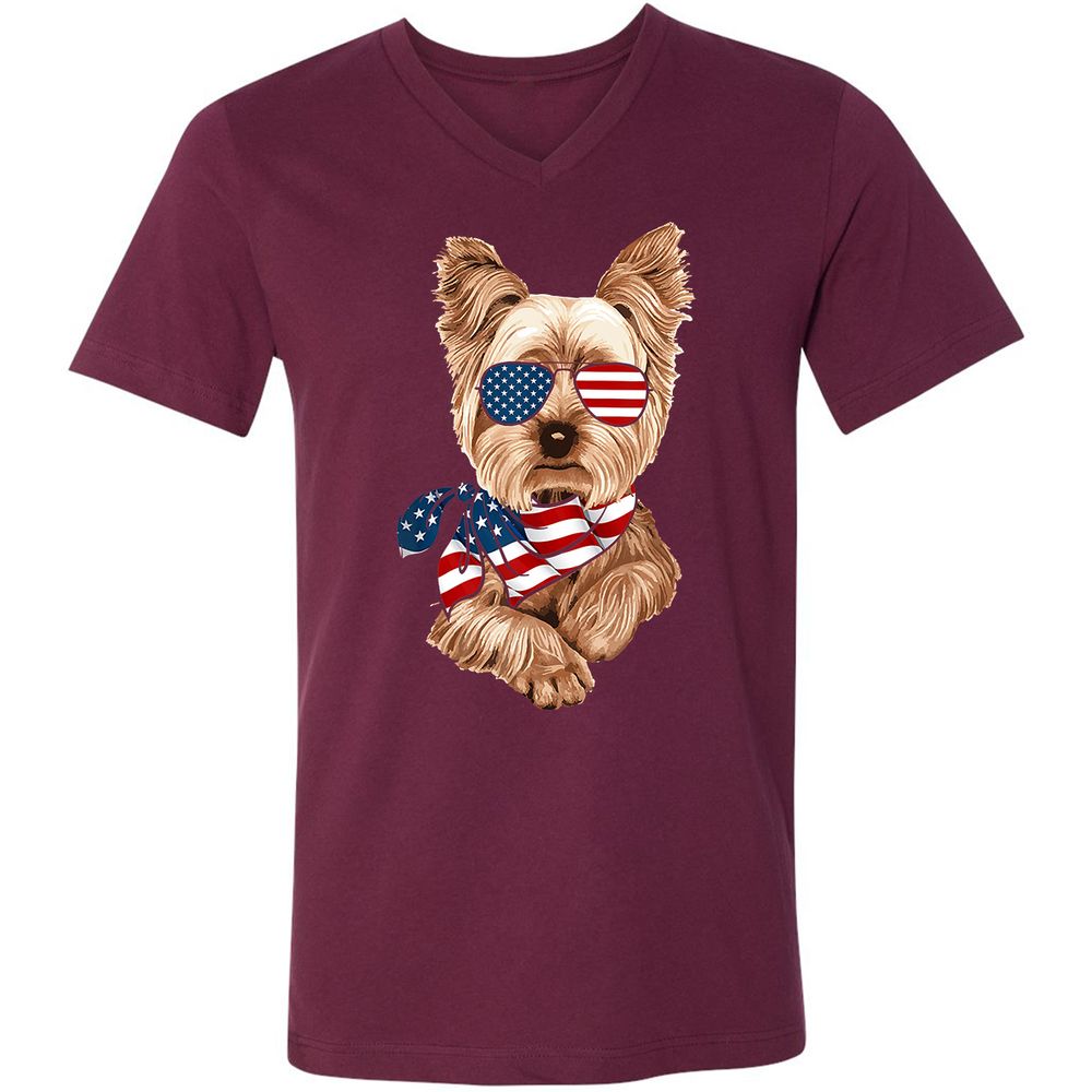 Unisex V-Neck T-Shirt - P48T3JDN - Maroon - 6