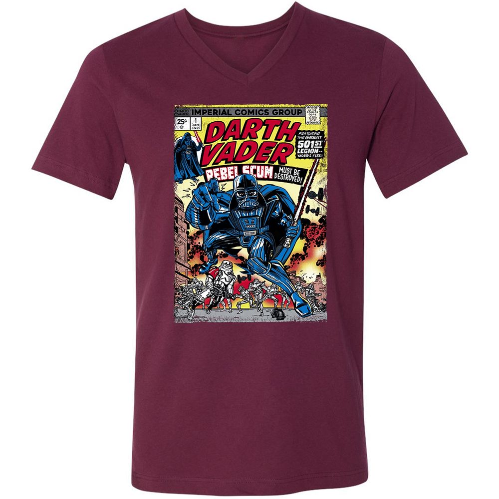 Unisex V-Neck T-Shirt - SB6UK3FJ - Maroon - 6