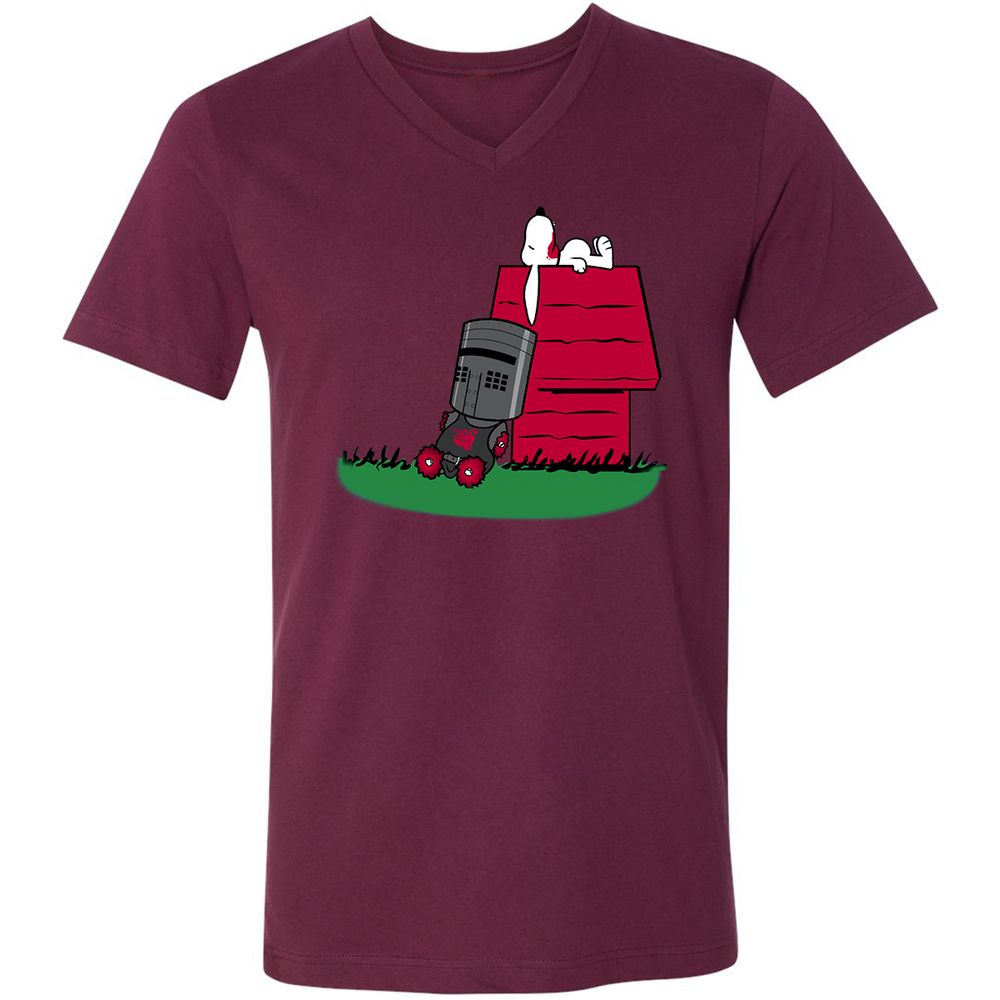 Unisex V-Neck T-Shirt - E97P5S6R - Maroon - 6