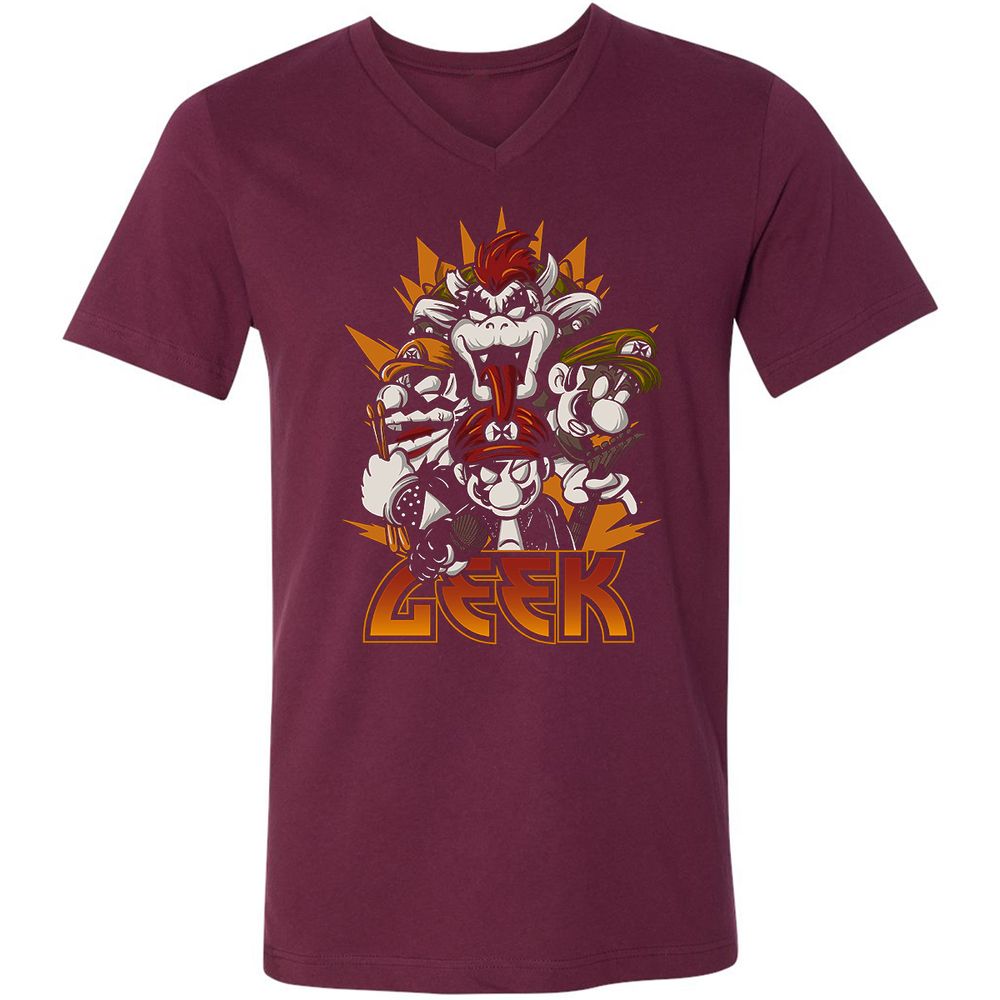 Unisex V-Neck T-Shirt - QZHASNWA - Maroon - 6