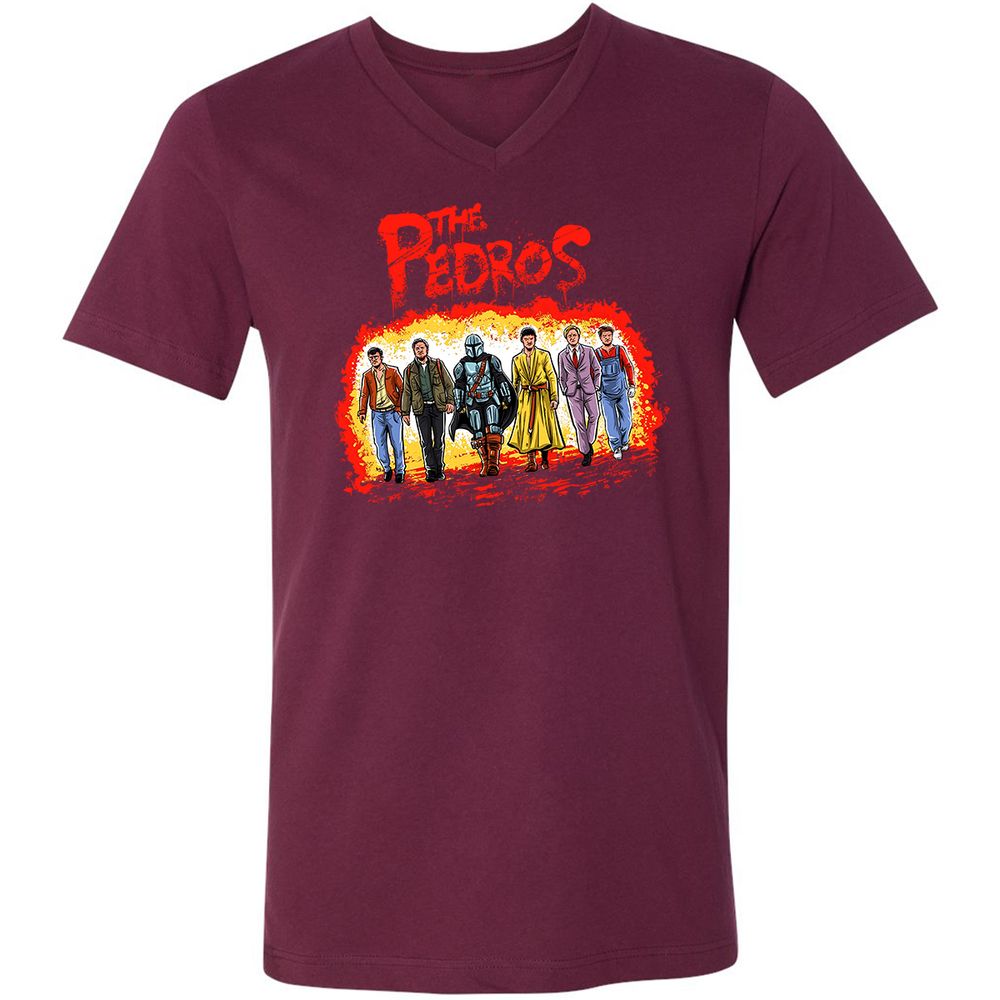 Unisex V-Neck T-Shirt - 4TP7XEMJ - Maroon - 6