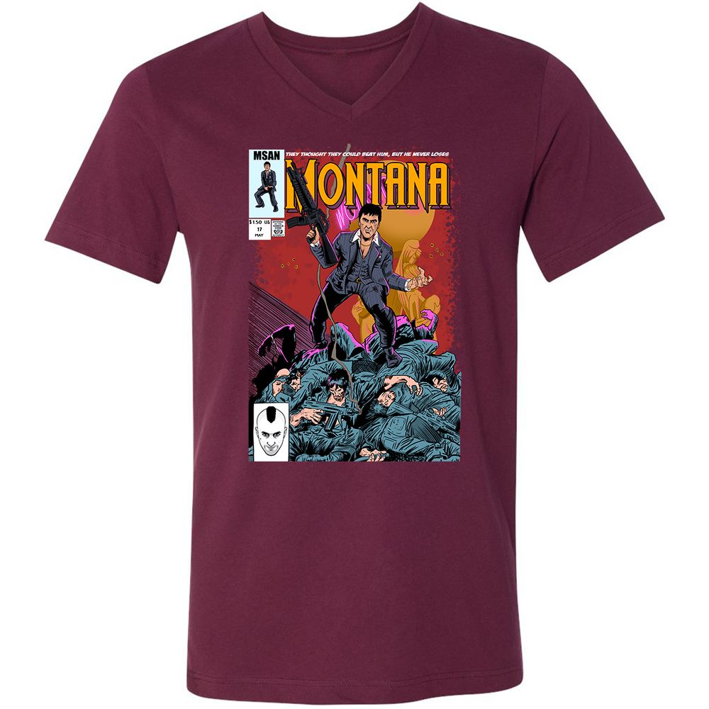 Unisex V-Neck T-Shirt - KUSH6U3S - Maroon - 6