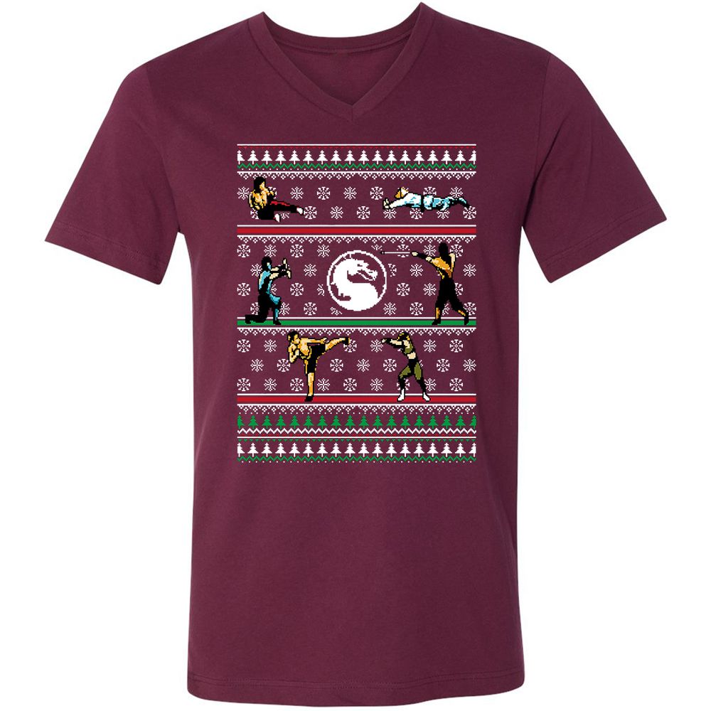 Unisex V-Neck T-Shirt - FEUL3ETK - Maroon - 6