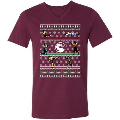Unisex V-Neck T-Shirt - FEUL3ETK - Maroon - 6