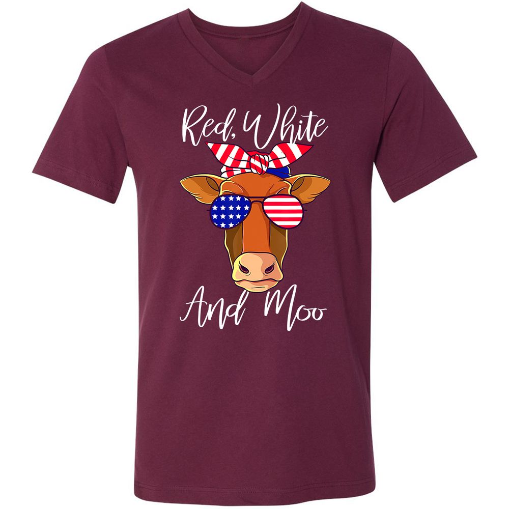 Unisex V-Neck T-Shirt - GTDQDD35 - Maroon - 6