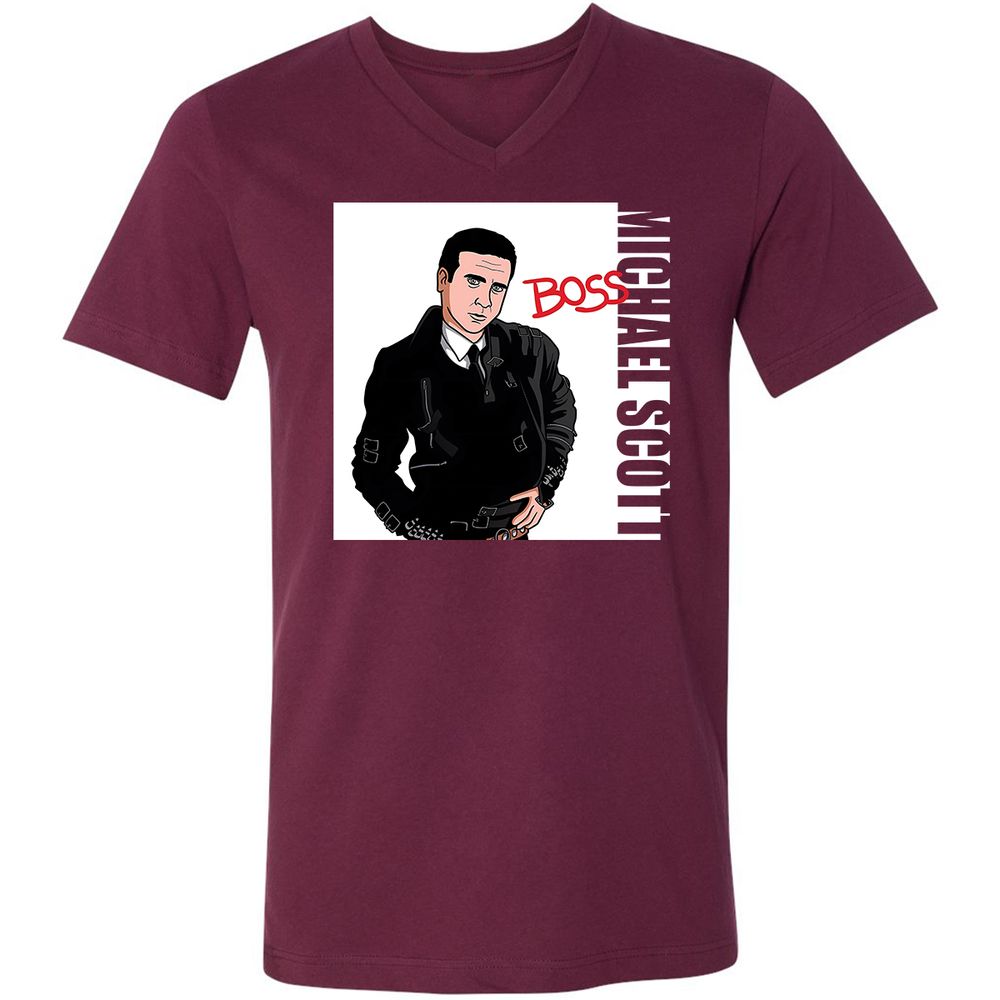 Unisex V-Neck T-Shirt - MZP4A9WC - Maroon - 6