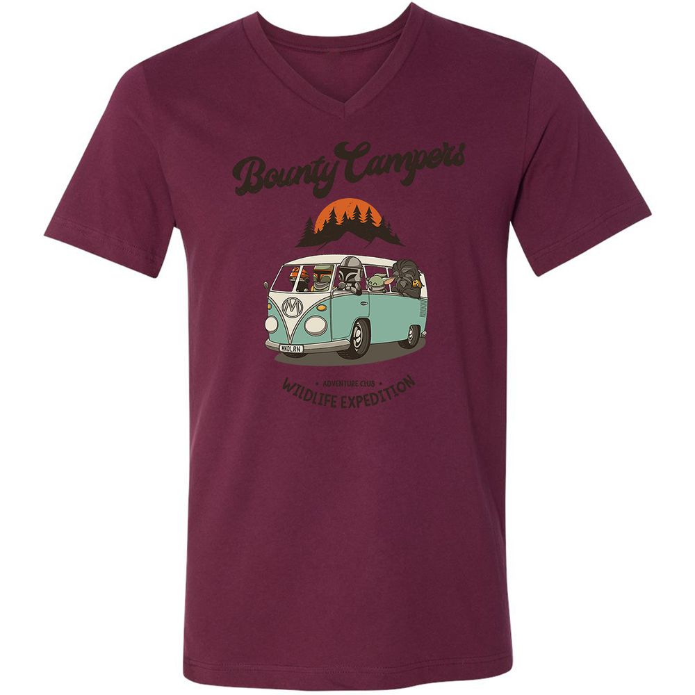 Unisex V-Neck T-Shirt - 98X8RZA1 - Maroon - 6