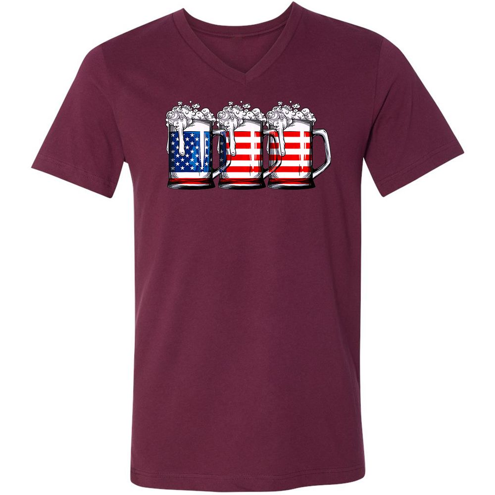Unisex V-Neck T-Shirt - BJGR3HND - Maroon - 6