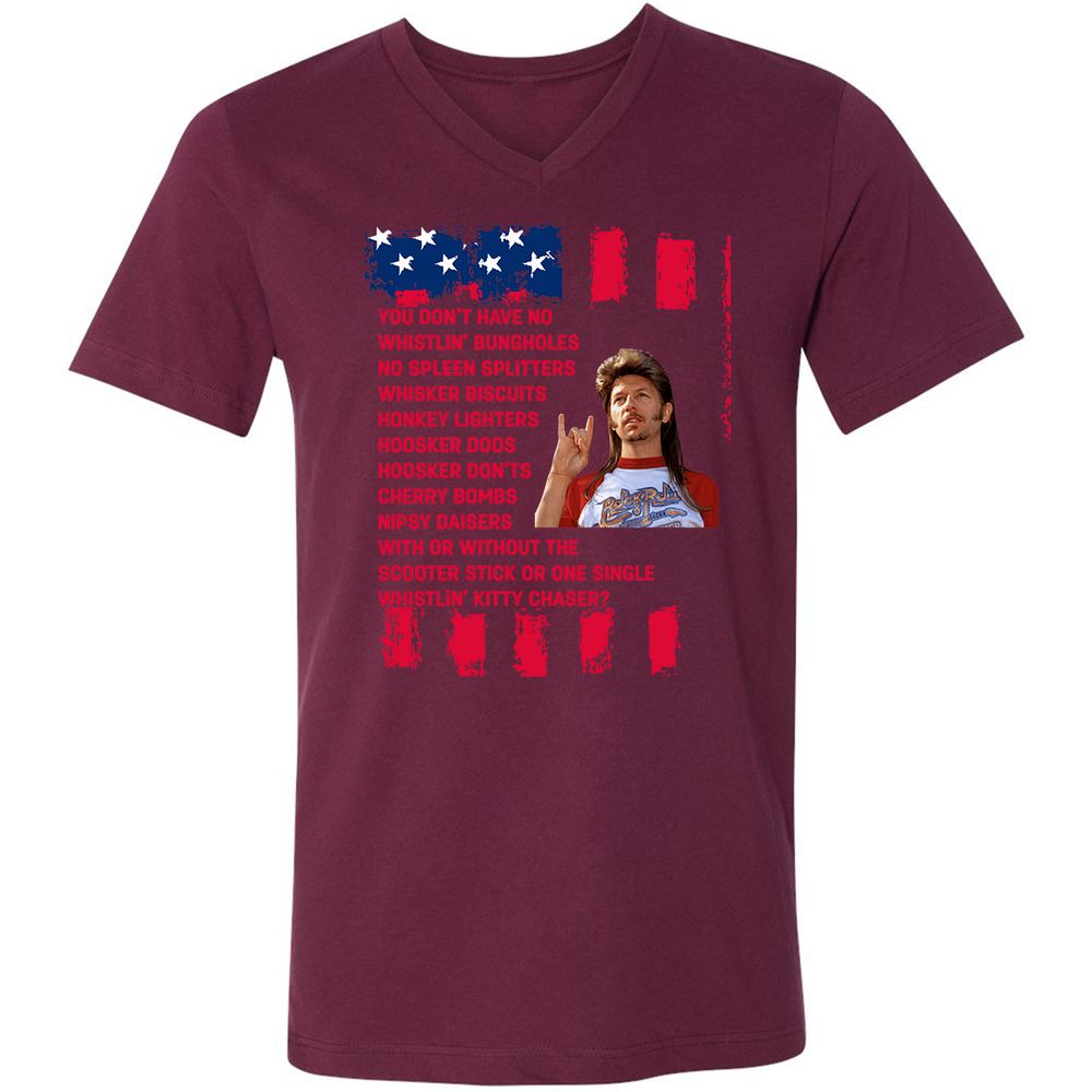 Unisex V-Neck T-Shirt - QSJZ3X14 - Maroon - 6