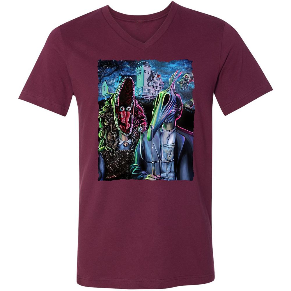 Unisex V-Neck T-Shirt - W5AT9T8Q - Maroon - 6