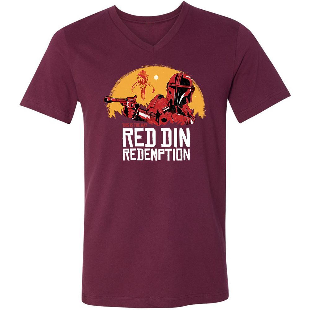 Unisex V-Neck T-Shirt - E5AD1DQ8 - Maroon - 6