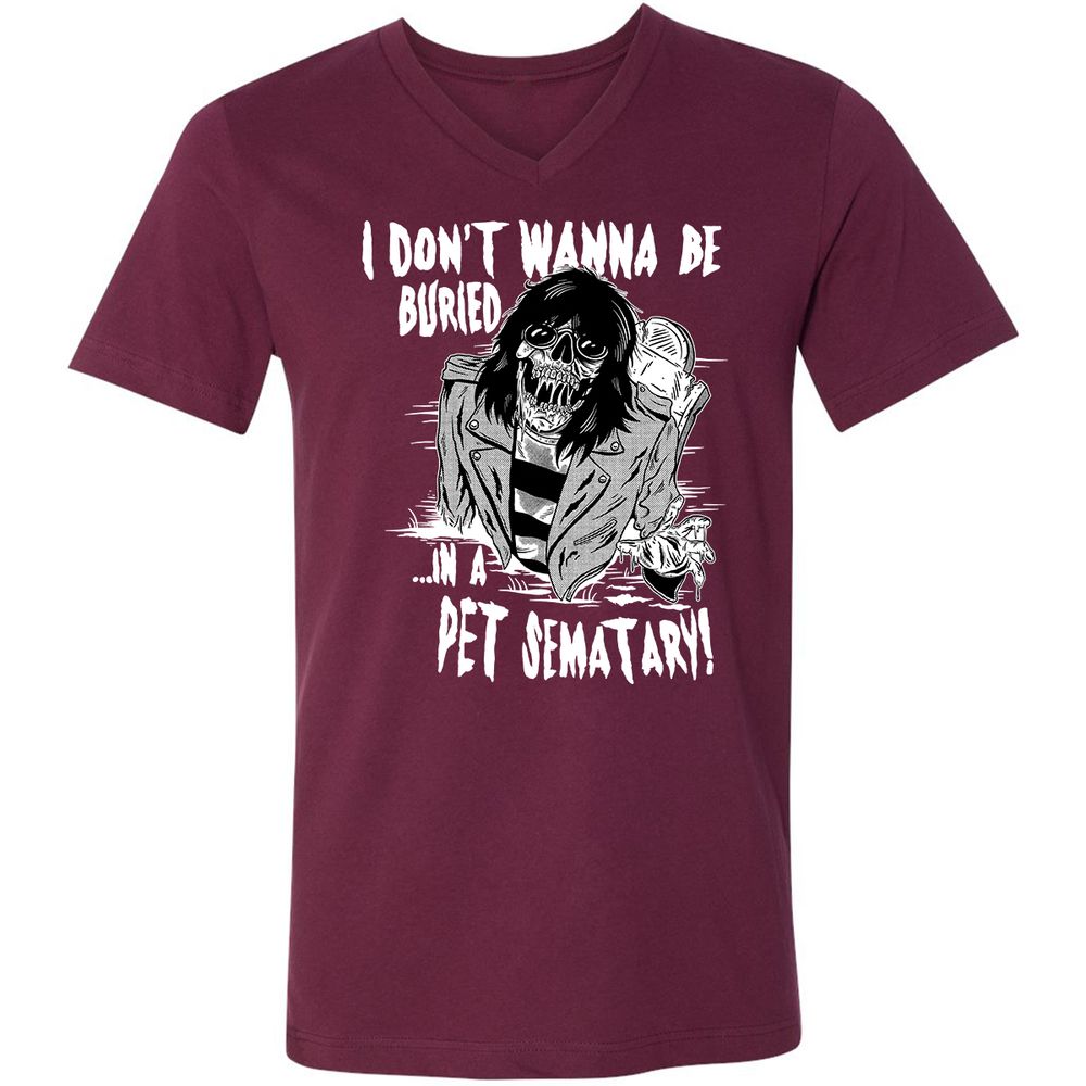 Unisex V-Neck T-Shirt - 52U8K8U5 - Maroon - 6
